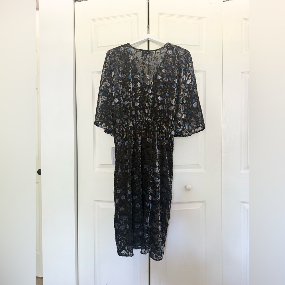 ModCloth Black Floral Velvet Burnout Kimono-Style Dress XL - Picture 9 of 9